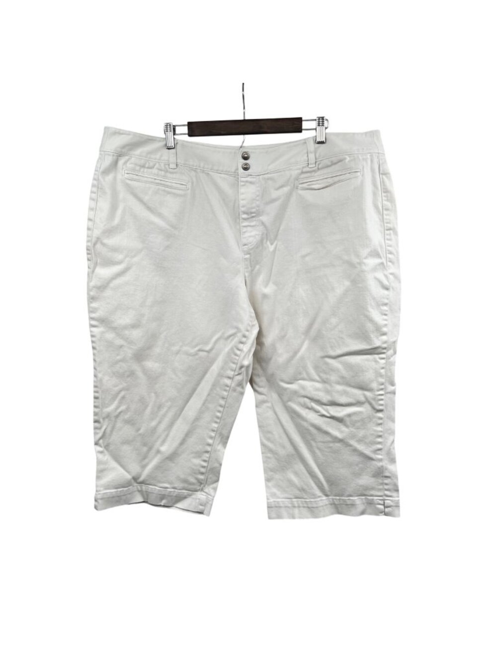 CJ Banks Women's Cropped Jeans Off White High Rise Size 24W Pockets